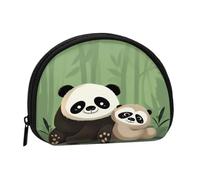 Simpatico panda e mini borsa portaoggetti a conchiglia, piccolo portamonete con minis con cerniera, borsa per monete e chiavi, puoi anche riporre qualsiasi piccolo oggetto che desideri, Nero , Taglia