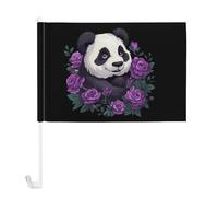 Simpatico Panda Fiori Viola Bandiera 30x45cm Auto Bandiere Finestra Banner Cartello Per Donne Uomini