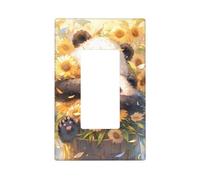 Simpatico panda girasole copertura per piastra da parete, 1 gang piastre da parete di medie dimensioni 12,7 x 7,6 cm, copertura decorativa per interruttore della luce, in policarbonato termoplastico