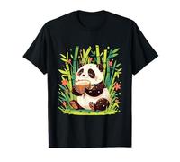 Simpatico panda in bambù con motivo floreale per amanti della noce di cocco Maglietta
