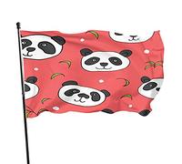 Simpatico panda orso bandiera 3x5 piedi all'aperto piccolo banner fresco con palo, bordi a doppia cucitura