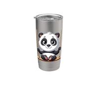 Simpatico panda su altalena parco giochi divertente Bicchiere termico in acciaio inox doppia parete