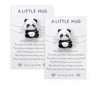 Simpatico panda tascabile da abbraccio, confezione da 2 mini souvenir con biglietto incoraggiante per pensare a te, regalo per amici, bambini, regalo di buona fortuna