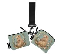 Simpatico Pangolin verde salvia_3 portamonete da donna porta carte d'identità grande capacità con portachiavi, per donne e uomini, confezione da 2, Multicolore, 4.13"(L) x 3.5"(W), Accessorio da