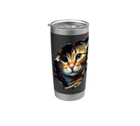 Simpatico panno strappato a forma di gatto - gattino giocoso divertente Bicchiere termico in acciaio inox doppia parete