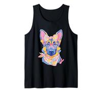 Simpatico Pastore Tedesco Amante dei Cani Grafica, Occhiali Rosa Floreale Canotta
