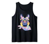 Simpatico Pastore Tedesco Amante dei Cani Grafica, Occhiali Rosa Floreale Canotta