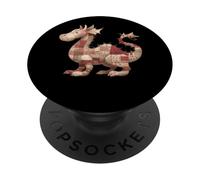 Simpatico patchwork drago rustico vintage quilting fantasia PopSockets PopGrip Adesivo