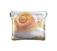 Simpatico pavone PU pelle piccola moneta conveniente carta chiave organizzatore per donne ragazze, Allegro lumaca su una roccia, 1 size, moderno