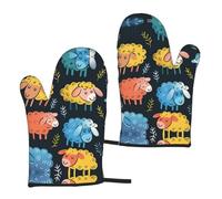 Simpatico Pecora Colorata Stampa Del Modello Del Fumetto Elegante Unisex Bbq Mitts 5.9 X 11 pollice Guanti Da Cucina Impermeabile Per La Cottura