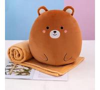 Simpatico peluche a forma di animale combinato con una comoda coperta, soluzione di comfort ideale per i bambini durante il sonno (piccolo orso)