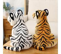 Simpatico Peluche Tigre Morbida per Decorazioni per la Casa dei Bambini, Bambola di Pezza Realistica in Giallo/bianco, 23/27/33 Cm, Migliore Decorazione da Scrivania per il di Natale (tigre