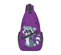 Simpatico personaggio dei cartoni animati di Raccoon4 Borsa a tracolla con fragola, borsa a tracolla con imbracatura per uomo e donna, utilizzata per il tempo libero e i viaggi