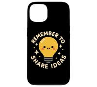 Simpatico personaggio divertente con lampadina "Remember to Share Ideas" Custodia per iPhone 13