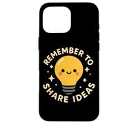 Simpatico personaggio divertente con lampadina "Remember to Share Ideas" Custodia per iPhone 16 Pro Max