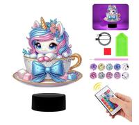 Simpatico piatto da tavolo da pittura diamantato Unicorno con strumenti 5d dipinto diamantato fai -da -te Luce a led for la camera da letto Home Office (CN334)