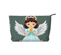 Simpatico piccolo angelo chiusura cerniera velluto a coste trucco borsa multifunzionale organizzatore 22x7x17cm per viaggi campeggio vacanza fitness, Nero , Taglia unica