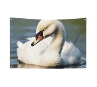 Simpatico piccolo cigno bandiera 0,9 x 1,5 m no dissolvenza bandiera di benvenuto giardino cortile casa bandiere decorative giardino cortile segno interno esterno banner festa decorazione casa