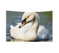 Simpatico piccolo cigno bandiera 0,9 x 1,5 m no dissolvenza bandiera di benvenuto giardino cortile casa bandiere decorative giardino cortile segno interno esterno banner festa decorazione casa