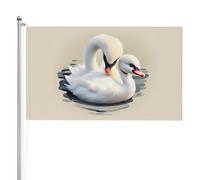 Simpatico piccolo cigno bandiera a doppia faccia 3 x 1,5 m. Bandiera esterna a triplo strato pesante su entrambi i lati, 0,9 x 1,5 m, striscione da giardino in poliestere.