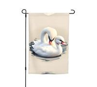 Simpatico piccolo cigno bandiera da giardino su entrambi i lati 30,5 x 45,7 cm, decorazione da cortile per esterni, stampa all-over, striscione decorativo stagionale per patio prato