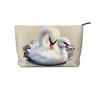 Simpatico piccolo cigno chiusura a cerniera borsa per il trucco in velluto a coste organizzatore multifunzionale 22x7x17cm per viaggi campeggio vacanze fitness, Nero , Taglia unica