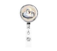 Simpatico piccolo cigno porta badge retrattile in metallo resistente. Estensibile e regolabile, resistente all'usura