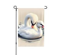 Simpatico piccolo cigno stampa bandiera da giardino su entrambi i lati - a prova di sbiadimento festivo appeso striscione, per decorazione cortile cartello di benvenuto 31,8 x 45,7 cm