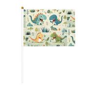 Simpatico piccolo dinosauro bambino Dieci pezzi stampato su entrambi i lati bandiera portatile 14 x 20,8 cm, adatta per tifare attività di squadra