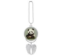 Simpatico piccolo panda, ornamento da appendere per specchietto retrovisore, regalo fortunato, ornamento da appendere, divertente, per auto, ufficio, decorazione domestica, stile argento