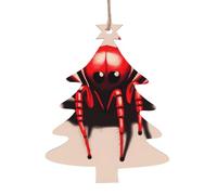 Simpatico piccolo ragno rosso ornamento in legno a forma di albero di Natale a forma di albero di Natale 6 pezzi per decorazione di alberi, pareti e porte, stile vintage