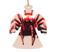 Simpatico piccolo ragno rosso ornamento in legno ciondolo a forma di angelo 4 pezzi per albero, decorazione da parete e porta - stile vintage