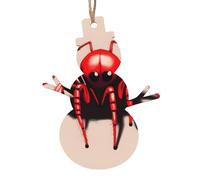 Simpatico piccolo ragno rosso ornamento in legno ciondolo a forma di pupazzo di neve 4 pezzi per albero, decorazione da parete e porta - stile vintage