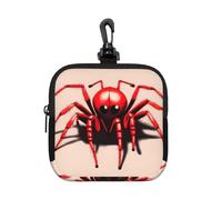 Simpatico piccolo ragno rosso piccolo impermeabile con cerniera sacchetto in neoprene per auricolari, portachiavi clip custodia