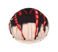 Simpatico piccolo ragno rosso stampato cuffia da doccia, riutilizzabile, appositamente progettata per i capelli lunghi delle donne, struttura a doppio strato, adatta per il bagno.