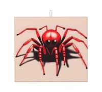 Simpatico piccolo ragno rosso tappetino per asciugare i piatti della cucina, 40,6 x 45,7 cm, tappetino assorbente da cucina, decorativo, resistente, lavabile, riutilizzabile,