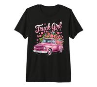 Simpatico Pick-up per Ragazze e Donne Che Amano i Camion e i Fiori Maglietta Premium
