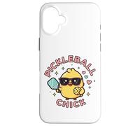 Simpatico pickleball pulcino pastello divertente design kawaii Custodia per iPhone 16 Plus