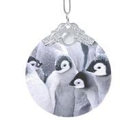 Simpatico pinguino 1, ornamento da appendere in vetro, rotondo, per albero di Natale, decorazione per la casa