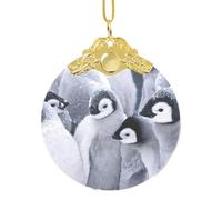 Simpatico pinguino 1, ornamento da appendere in vetro, rotondo, per albero di Natale, decorazione per la casa