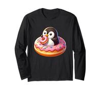 Simpatico pinguino adorabile con ciambella Maglia a Manica