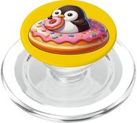 Simpatico pinguino adorabile con ciambella PopSockets PopGrip per MagSafe