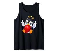 Simpatico Pinguino Angelo Che Tiene Fragola Cartone Animato Design Canotta