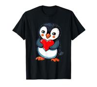 Simpatico pinguino animale pinguino che abbraccia cuore San Valentino Maglietta