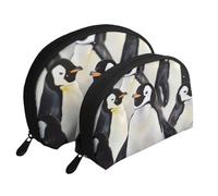 Simpatico pinguino animale stampato borse per il trucco 2 pezzi portatile shell viaggio toilette borsa cosmetica borsa organizer per le donne