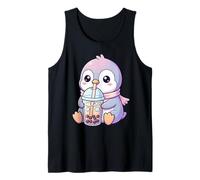 Simpatico Pinguino Che beve Il tè Boba Design Kawaii per Canotta