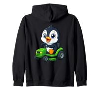 Simpatico Pinguino Che cavalca Tosaerba Giardinaggio Divertimento Felpa con Cappuccio