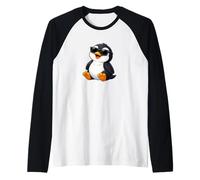 Simpatico Pinguino Che Indossa Occhiali da Sole Divertente e gioioso Maglia con Maniche Raglan