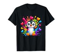 Simpatico Pinguino colorato con Cuori Arcobaleno Maglietta