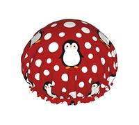 Simpatico pinguino con cuffia da doccia Cartoon Snow per donna, doppio cappello da doccia impermeabile grande progettato per tutti i capelli